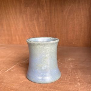 Wheel thrown matte teal colored pottery vase